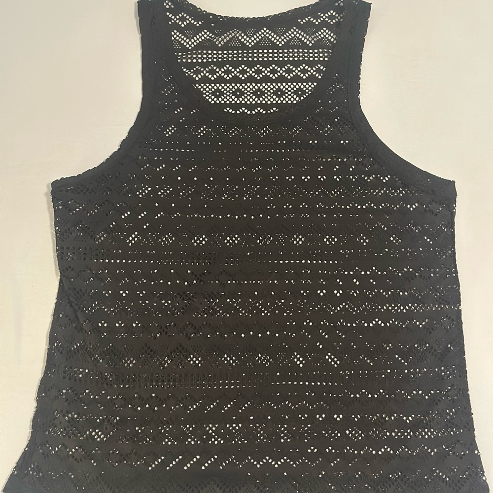 Black Crochet MeshTank Top